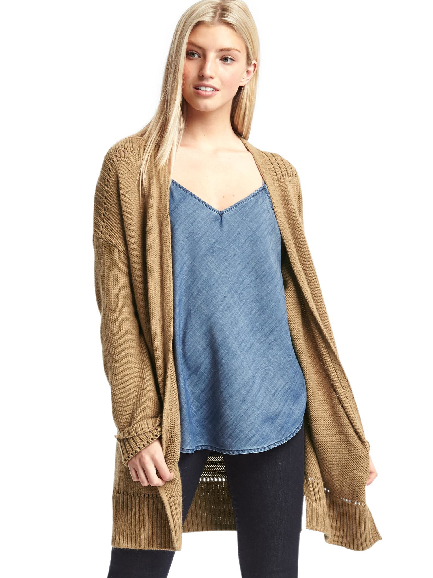 Gap Synthetic Pointelle Openfront Cardigan in Blue Lyst